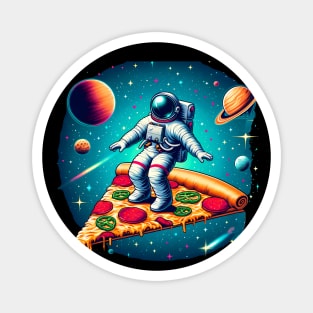 Funny Pizza Lover, Astronaut Surfing in Space Magnet